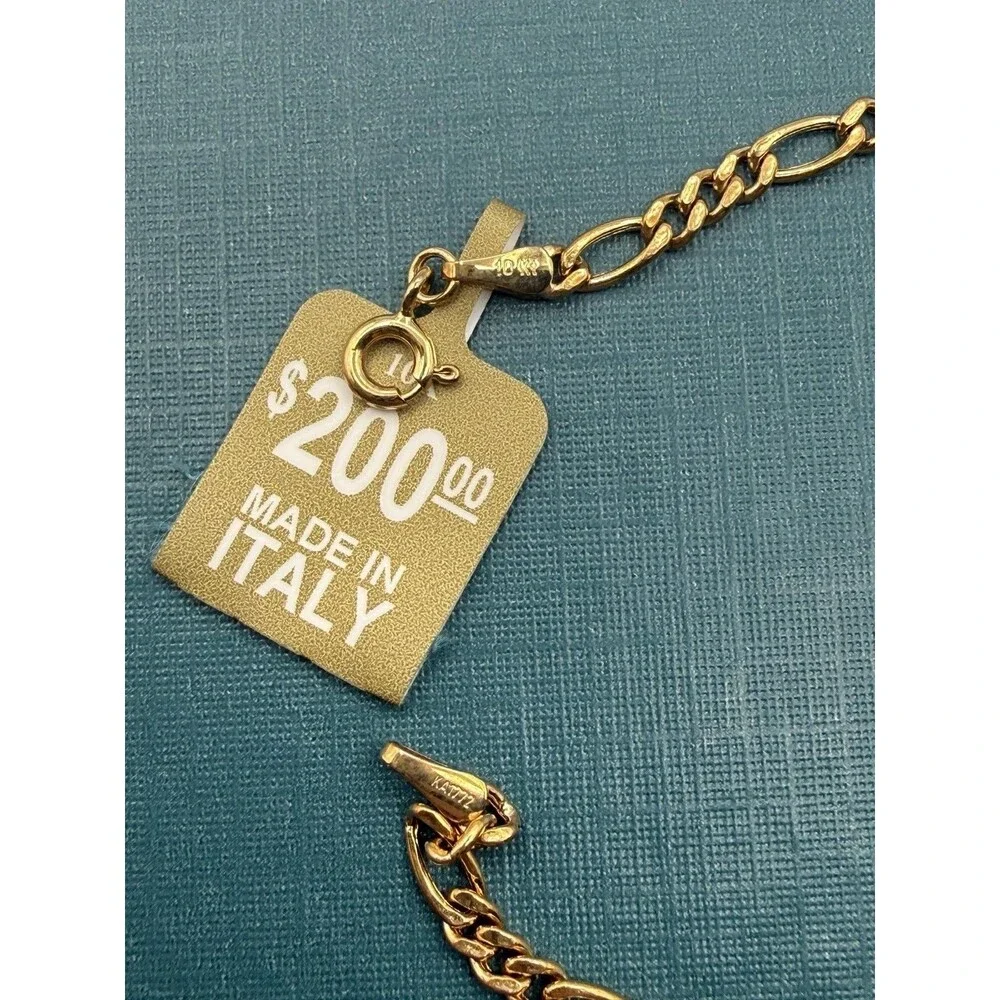 Banter Girls 10K Yellow Gold Figaro Chain Bracelet 6in Made In Italy Kids